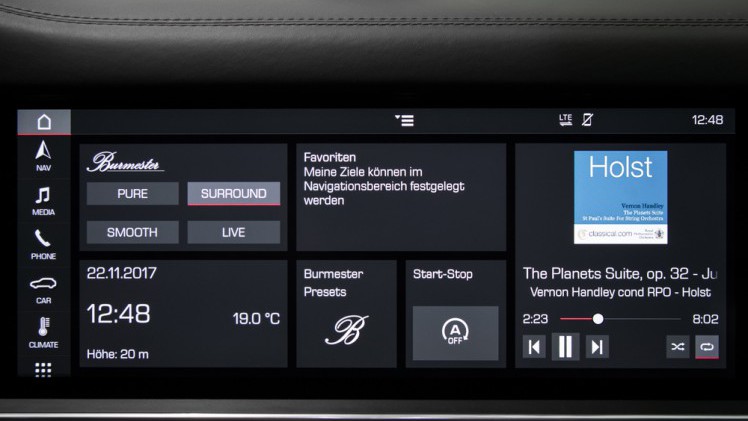Porsche liet specialist Burmester speciaal voor de nieuwe Panamera en Cayenne een 3D sound systeem ontwikkelen.