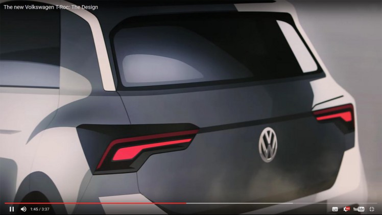 Volkswagen onthult op 23 augustus de nieuwe T-Roc suv en laat nu via een video al wat elementen zien.