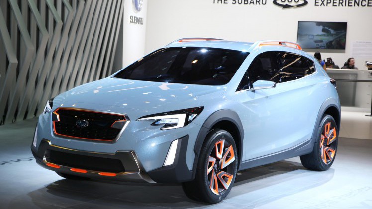 De nieuwe Subaru XV gaat er ongeveer zo uit zien. De Japanners presenteren het studiemodel op de Autosalon van Geneve 2016.