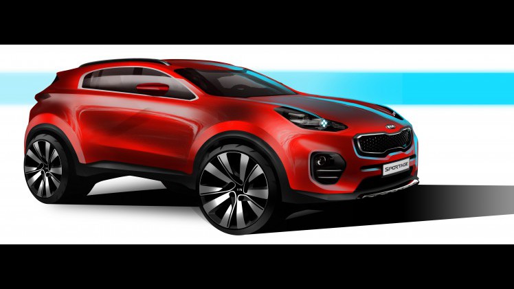 Schets Kia Sportage voorbode van onthulling op IAA Frankfurt 2015.