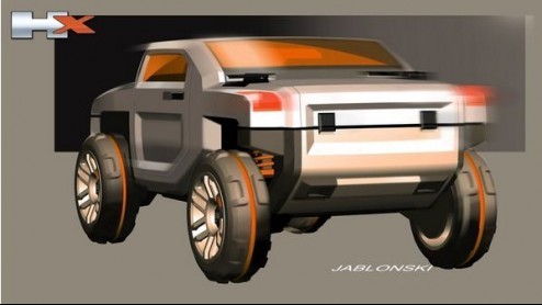 Hummer toont een nieuwe concept. Zou dit dan die kleinere Hummer zijn waar over gesproken wordt? De autobouwer zette drie studenten aan het werk om een ontwerp te maken, die vervolgens met bijgaand re