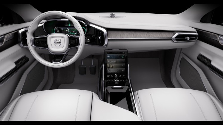 Volvo Concept 26 laat zien hoe het interieur van de zelfrijdende auto zich aanpast aan de rijmodus. De autonoom rijdende auto maakt van een auto-interieur en lounge.