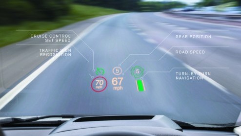 Laser head-up display voor Range Rover Evoque.