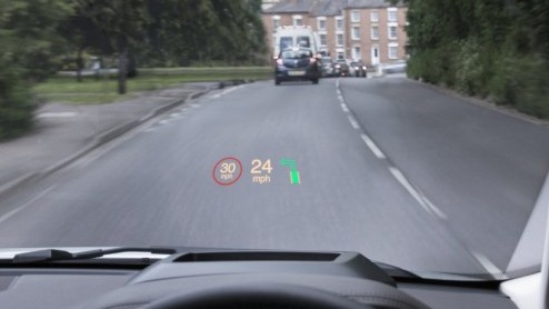 Laser head-up display voor Range Rover Evoque.