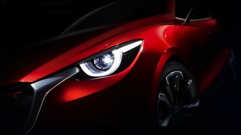 Mazda komt met een plaagstootje van de Hazumi concept, een studiemodel naar de opvolger van de Mazda2, die op de Autosalon van Genve debuteert.