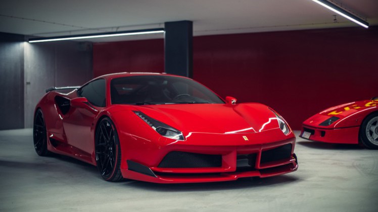 Voor wie een normale Ferrari 488 niet dik en snel genoeg is, zorgt het Duitse Novitec voor een extra brede carrosserie en meer vermogen.