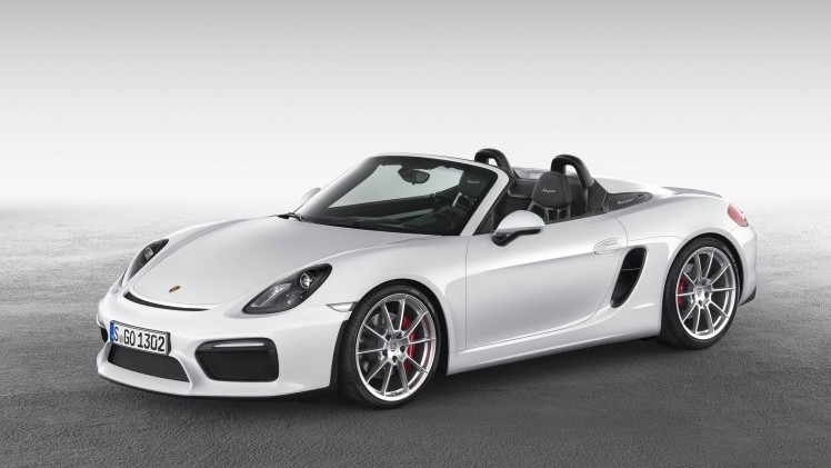 Porsche zet de nieuwe Boxster Spyder als wereldprimeur op de New York International Auto Show 2015.