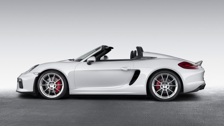 Porsche zet de nieuwe Boxster Spyder als wereldprimeur op de New York International Auto Show 2015.