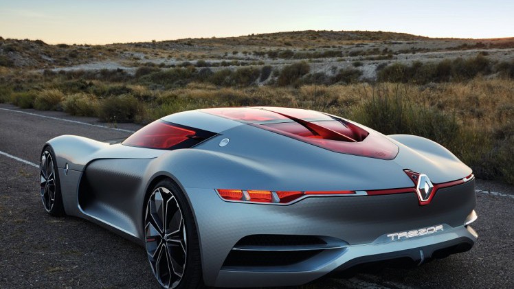 Renault toont op de Autosalon van Parijs de TreZor conceptcar, die een voorproefje geeft van Renaults nieuwe designtaal en technologien, waaronder autonoom rijden.