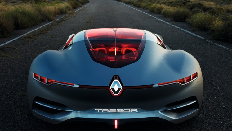 Renault toont op de Autosalon van Parijs de TreZor conceptcar, die een voorproefje geeft van Renaults nieuwe designtaal en technologien, waaronder autonoom rijden.