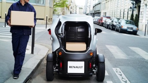 Elektrische Renault Twizy Cargo als bezorgauto door het land met Thuisbezorgd.nl
