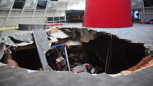 Ravage door sink hole in Corvette museum.