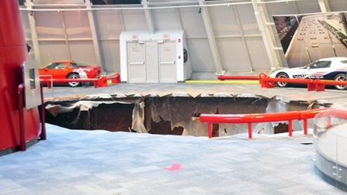 Ravage door sink hole in Corvette museum.