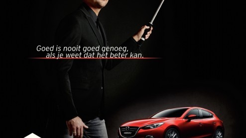 Mazda zet introductie Mazda3 kracht bij met Challengers, onder wie Nederlander Gerwin Hoogendoorn, de uitvinder van de senz paraplu.