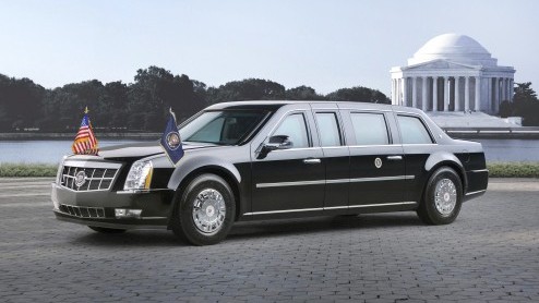 The Beast Cadillac van Obama komt naar Nederland tijdens Nuclear Security Summit in Den Haag op 24 en 25 maart 2014.