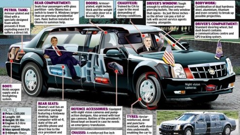 The Beast Cadillac van Obama komt naar Nederland tijdens Nuclear Security Summit in Den Haag op 24 en 25 maart 2014.