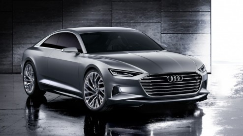 Audi prologue showauto vertegenwoordigt nieuw design en technische innovaties zoals vierwielbestuing en 48V subsysteem.
