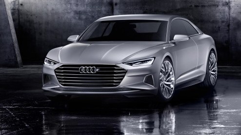 Audi prologue showauto vertegenwoordigt nieuw design en technische innovaties zoals vierwielbestuing en 48V subsysteem.