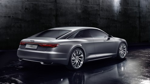 Audi prologue showauto vertegenwoordigt nieuw design en technische innovaties zoals vierwielbestuing en 48V subsysteem.