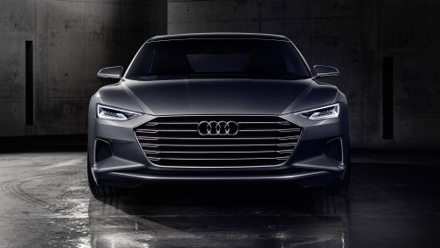 Audi prologue showauto vertegenwoordigt nieuw design en technische innovaties zoals vierwielbestuing en 48V subsysteem.