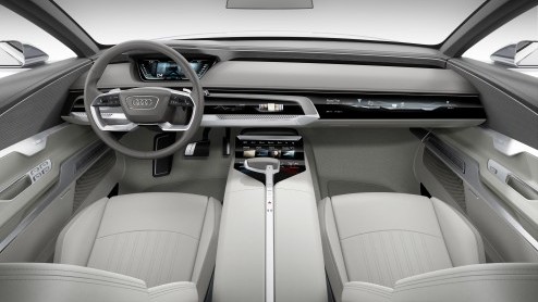 Audi prologue showauto vertegenwoordigt nieuw design en technische innovaties zoals vierwielbestuing en 48V subsysteem.