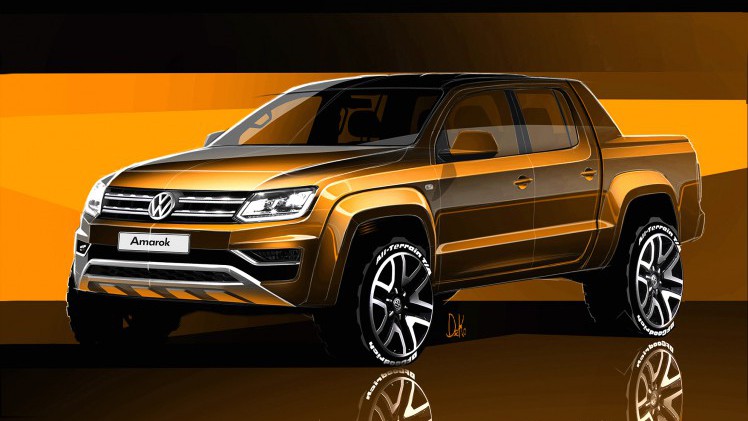 Facelift Volkswagen Amarok bijna onthuld. Getuige de teaserschetsen pakken de designers grondig uit.