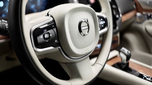 Blik op interieur nieuwe Volvo XC90, die eind augustus officieel wordt gepresenteerd.
