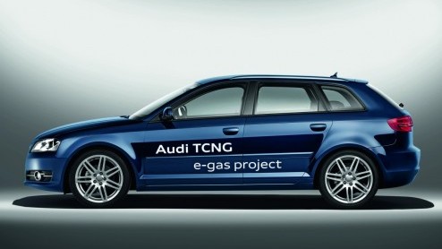 Audi gaat naast de ontwikkeling van hybridemodellen een zijstraat bewandelen; die van e-gas. In 2013 moet die stap leiden tot een productie van TCNG-motoren, onder meer gemonteerd in de A3 TCNG.