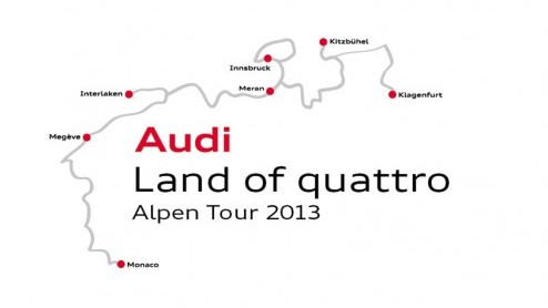 Audi is vandaag gestart met de Land of quattro Alpen Tour 2013. De route is 4.440 km lang, door zes landen en bevat 44 bergpassen met in de RS5 Cabriolet, RS6 Avant, RS7 Sportback en RS Q3