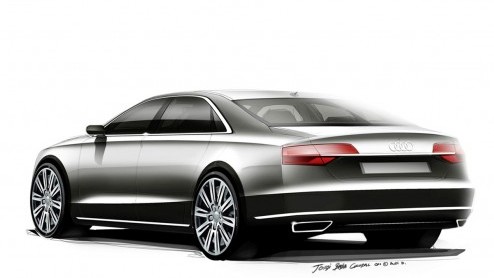 Komende woensdag haalt Audi het doek van de vernieuwde A8. Met een paar schetsen van het exterieur probeert Audi de spanning wat op te bouwen. Aan verdere informatie ontbreekt het nog.