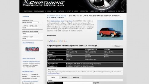 Chiptuning is in opkomst. Zeker nu steeds meer auto's een turbomotor hebben. We troffen de trotse bezitter van een Range Rover Sport 2.7 TDV6 die wel een extra duwtje in de rug kon gebruiken. Met dank