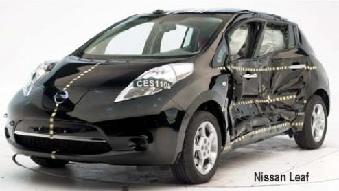 Met de botsveiligheid van de Nissan Leaf en Chevrolet Volt lijkt het wel goed te zitten. Het Amerikaanse botsinstituut IIHS heeft beide elektrische auto's aan een crashtest onderworpen en is zeer tevr