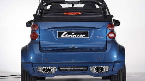 Groot nieuws rondom kleintje smart. Ook het tuningbedrijf Lorinser  dat zich normaliter om Mercedessen ontfermt  heeft de nieuwe smart fortwo eens flink aangepakt. Een brede bodykit, twee dubbele ui
