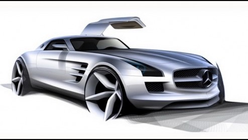 Een volbloed sportwagen, zelfstandig ontwikkeld door Mercedes-AMG, voorzien van vleugeldeuren en een flinke 6.2 liter V8 met 571 pk. Dat is de Mercedes-Benz SLS AMG, die vandaag door Das Haus is aange
