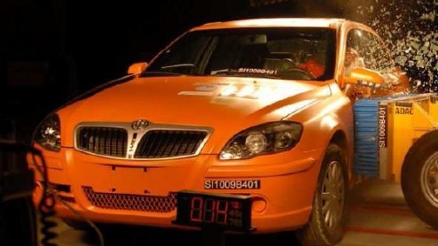 Het Chinese merk Brilliance laat zich van hun beste kant zien in een botsproef, uitgevoerd door de ANWB en AdAC. De compacte BS4 ging volgens het EuroNCAP protocol tegen de muur en kwam er met drie st