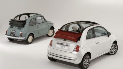 We hebben m al even kunnen bewonderen, en begin 2010 is-ie er dan eindelijk. Fiats hommage aan de in 1957 gentroduceerde Fiat 500 met stoffen dak, de Fiat 500C.