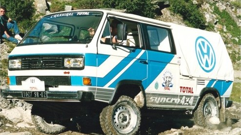 Volkswagen staat stil bij het 25 jarig bestaan van de Transporter met vierwielaandrijving. Het eerste model kwam in 1985 op de markt  zon tien jaar nadat het idee voor een Transporter met grote terr