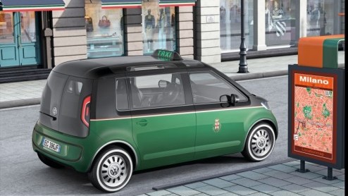 Volkswagen introduceert in 2013 zijn eerste elektrisch aangedreven auto. De Duitsers zijn er bijna klaar voor en hebben zelfs aan een elektrische taxi met handige snufjes gedacht. Ze noemen m de Mila