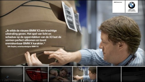 De nieuwe X3 komt er aan. BMW geeft ons alvast (on)bedoeld een sneak preview met een paar afbeeldingen die een klein deel van de compacte SUV - correctie SAV - onthullen.