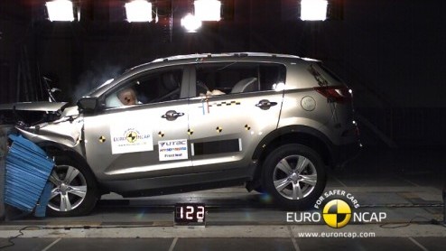 Kia kan in de handen wrijven. De twee nieuwe modellen uit de familie  Sportage en Venga  hebben inmiddels de EuroNCAP botsproef ondergaan. En daar blijken ze voorbeeldig uit de bus te komen want bei