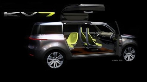De Detroit Motor Show nadert en dat betekent een nieuwe regen van nieuwe of gewijzigde modellen en diverse studiemodellen. Kia toont in ieder geval de KV7 concept, een crossover die vooral een designs