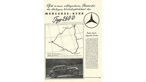 Mercedes-Benz viert in 2011 niet alleen het 125-jarig bestaan van het concern, maar ook het feit dat het dit jaar 75 jaar geleden is dat het merk de 260 D introduceerde, de eerste personenwagen ter we