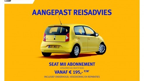 Na Volkswagen start nu ook Seat met een abonnement op een auto. Als eerste Seat is de nieuwe Mii aan de beurt. Voor 195 euro per maand kun je vijf jaar lang op pad, inclusief verzekering en onderhou