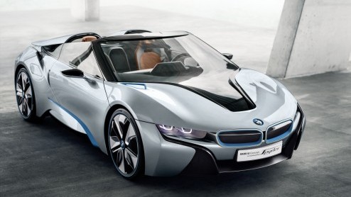 BMW onthult de BMW i8 Concept Spyder. Na de BMW i3 Concept en de BMW i8 Concept het derde studiemodel van BMW i. De hightech open tweezitter beleeft op 23 april op de Beijing Motor Show zijn wereldpre