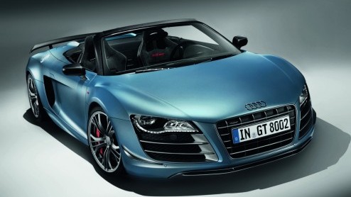 Na 333 exemplaren gebouwd te hebben van de Audi R8 GT coupe introduceert de Duitse fabrikant de topless versie. Rond het Zuid-Duitse Ingolstadt (de thuishaven van Audi, nabij Mnchen) maakten we de ee