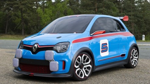 Geen Renault TwinFun maar Twin'Run. De TwinRun is een racertje met 3.5 V6 die 320 pk levert. Dat is pas een hot hatch. Voorproefje Renault Twingo.