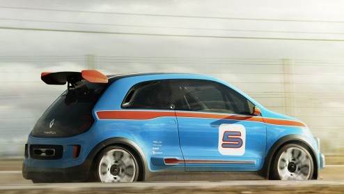 Geen Renault TwinFun maar Twin'Run. De TwinRun is een racertje met 3.5 V6 die 320 pk levert. Dat is pas een hot hatch. Voorproefje Renault Twingo.