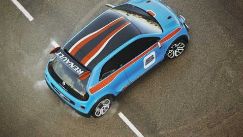 Geen Renault TwinFun maar Twin'Run. De TwinRun is een racertje met 3.5 V6 die 320 pk levert. Dat is pas een hot hatch. Voorproefje Renault Twingo.