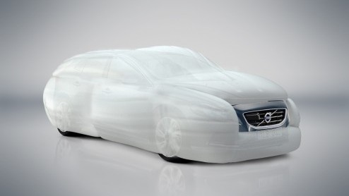 Voor een keer maakt Volvo grappen over veiligheid in een auto met de auto-omhullende airbag.